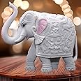 KRAFTSKALA White Elephant Showpiece Big Size Marble Resin Aesthetic Statue Decorative Item for Home, 4x5 inch Elephant Decor for Home Vastu, Shelf, Study Room, Work Table (4 x 5 inch)