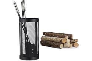 Relaxdays Ensemble serviteur de cheminée 4 pièces accessoire pelle balai tisonnier, noir