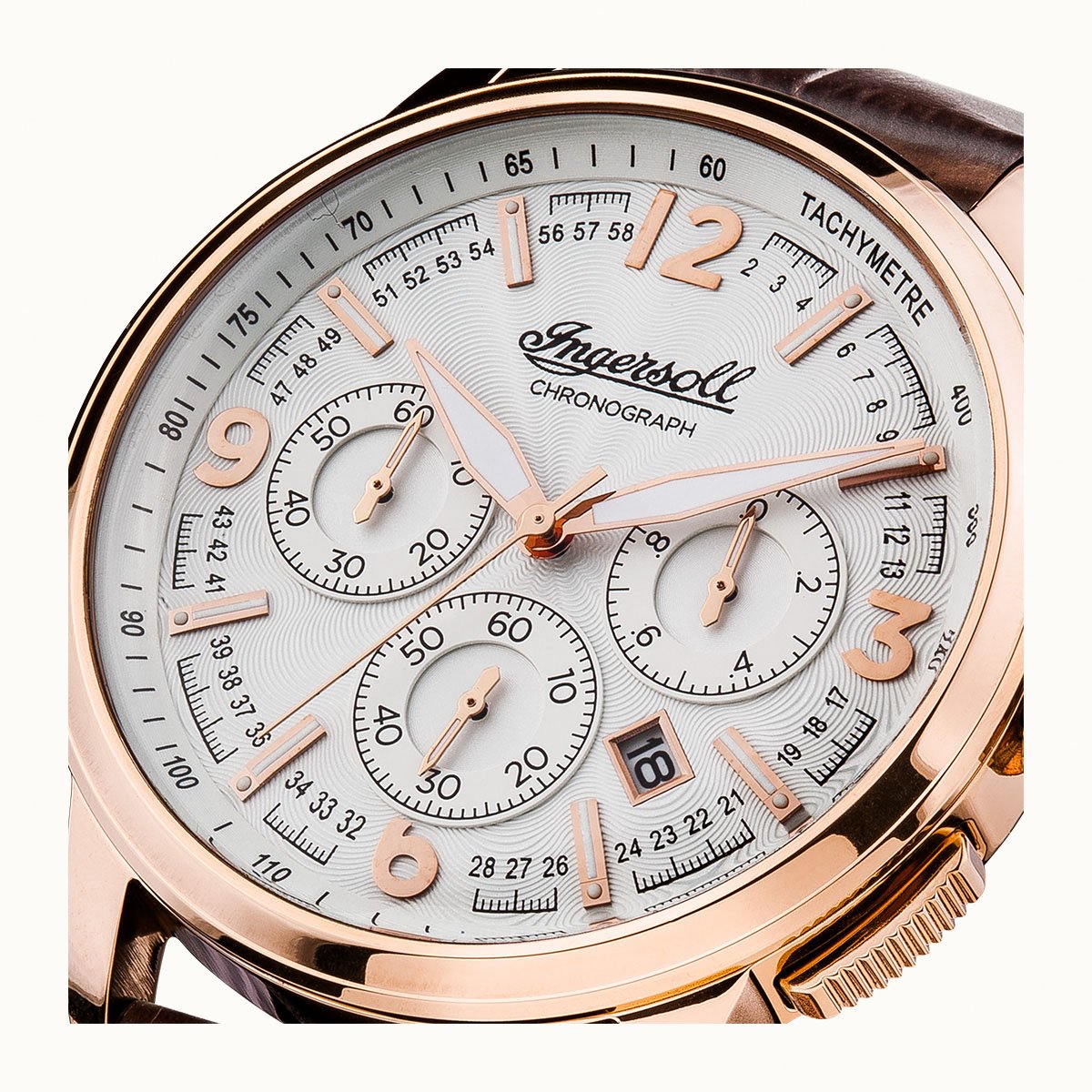 Ingersoll Herren Analog Quarz Uhr mit Leder Armband I00101 – Bild 3