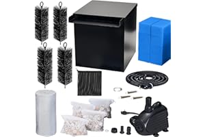 Biling Complete Waterfall Stream Kits with 4-Stage Biological Filtration System and 4500L/H Water Pump, Stainless Steel Pond Waterfall for Garden Pond Pool Water Feature, Keep Clear Water, Black