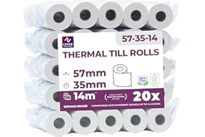 LYNNE PAYMENT SOLUTIONS Rotoli Pos 57mm x 14m x 12mm - Rotolo di carta termica per ricevute bancomat – Rotolini per dispositivi pos 57x35x12 (20 rotoli)