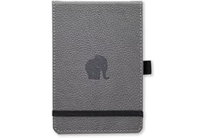 DINGBATS* NOTEBOOKS Dingbats - Wildlife Dotted Pocket Notebook, Grey Elephant, A6 - Hardcover - Cream 100gsm Ink-Proof Paper - Includes Elastic Closure & Bookmark