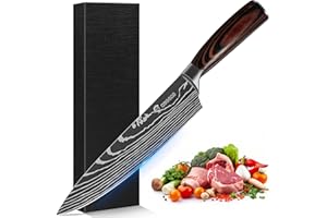 KUOGAS Kougas Nóż Szefa Kuchni Nóż Profesjonalny Nóż Kuchenny Ostry Nóż O DłUgośCi 20 Cm Nóż Nóż Do OwocóW Nóż Do Warzyw Wykonane Z Wysokiej JakośCi Stali WęGlowej, W PudełKu Upominkowym (Styl 2)