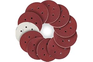 STEBRUAM Discos de lija 50 piezas, Papeles de Lijas 150mm, Abrasivos con 6 Agujeros 80 granos para Lijadora Excéntrica y Lijadora Orbital
