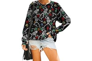 hohololo Pull d'Halloween pour femme - Squelette d'Halloween - Costume d'Halloween