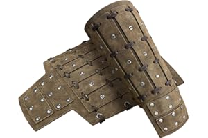 HiiFeuer Medieval Studded Faux Leather Bracers, Vintage Mercenary Arm Guards, Knight Archer Gauntlets for Ren Faire