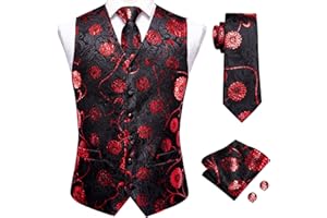 Hi-Tie Gilet e cravatta in tessuto di seta 4PCS Set nero blu jacquard vestito vestito gilet per la festa di nozze S-3XL