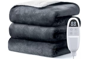 Dnenellr Manta Eléctrica Grande 200×180 cm, Manta Eléctrica para Cama y Sofa, 6 Niveles de Temperatura, Apagado Automático, Manta Termica Electrica con Protección Contra Sobrecalentamiento, Lavable