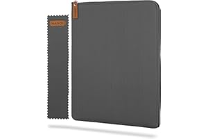 HANOI Collection® Lisboa™ Book Sleeve with Zipper, Book Protector, Book Pouch for paperbacks. Padded Book Cover for Hard Covers. Large Bookcase with Zipper, Hardcovers Protector (Dark Grey, Large)