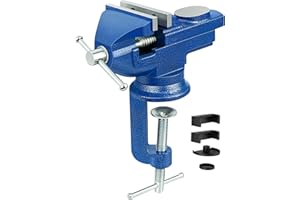 HRB Schraubstock 70 mm klemmbar für Werkbank, Schraubstock klein und drehbar massiv gefertigt mit Hammerschlaglackierung versehen, Feinmechanikerschraubstock