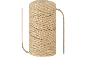NorthPada 5 mm x 50 Meter Jute Schnur Hanf Seil Sisal Saite für Kunsthandwerk, Garten, Künste, Verpackung, Bindung, Katzenkratzer Post Baum