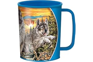 3D LiveLife Drinking Cup - Jumping Wolves from Deluxebase. 3D Lenticular Wolf Plastic Cup. 300ml Plastic Cups for Kids with Original Artwork Licensed from Renowned Artist, Steven Michael Gardner
