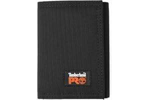 Timberland PRO Męski potrójnie składany portfel Cordura Nylon RFID z okienkiem na dowód osobisty, Czarny, rozmiar uniwersalny