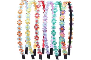 CLDURHGE 6 Stück Haarbänder für Mädchen, Buntes Gänseblümchen Stirnbänder, Süße und Niedliche Dekoration, Pailletten Stirnbänder für Schule, Daywear, Festival