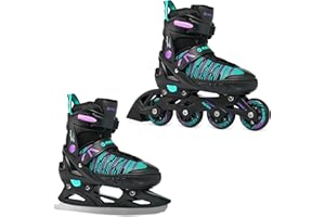 RAVEN 2in1 Pattini da ghiaccio Pattini in linea Inline Skates per bambini, adulti, ragazze e donne regolabili
