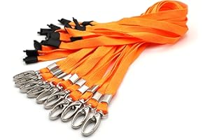 EASYBADGE 10 Pack Lanyards for ID Badges with Safety Breakaways and Metal Lobster Clips