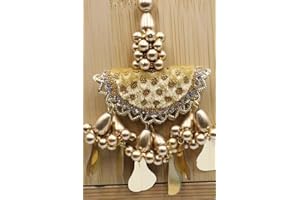 FEATHERS CREATION LTD Feathers Creation 1 Pair Of Indian Style Traditional Valvet Tassel Sew On Blouse Dori Edge (Latkan) (Gold)