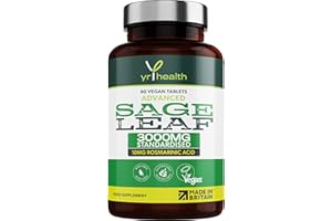 Sage Tablets 3000mg High Strength - 90 Vegan Tablets not Capsules - Standardised 10mg Rosmarinic Acid - Made in The UK by YrHealth