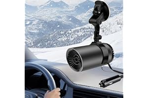 YOMOZEM Auto Heizung, Heizlüfter mit Akku, Tragbarer 12V 200W Heizung und Defroster mit 2-in-1 Heizlüfter und Kühlfunktion, Heizung für Auto Zigarettenanzünder, 360° Drehbar Scheibenheizung für Camper LKW PKW