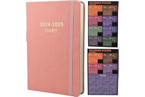 EARNING POWER Academic Diary 2024-2025 A5 Day Per Page, Daily Diary 2024-2025 From JUL 2024 to JUN 2025, Productivity A5 Daily Planner with Monthly Tabs, 2 Bookmark, Pen Loop and Inner Pocket,21×14.5cm (Pink)