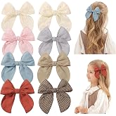 Dooboi Hair Clips 4 Pieces Bows for Baby Girls | Girls Hair Bows Fully Lined for Teens, Toddlers, Newborns Multicolor