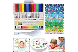JSHENG 12Pcs Rotuladores Agua Magicos, Rotuladores Magicos con Cuchara, 2 Pulseras Slap, Rotuladores de Agua para Niños, Rotuladores Niños, para Dibujo Escritura Graffiti Pizarra Ropa