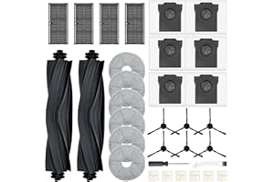 Bpbdzz 32 Stück Zubehör für Dreame L10s Ultra Gen 2/L10s Pro Ultra Heat/X30 Ultra/Mova E30 Ultra Saugroboter, 2 Hauptbürsten, 4 Filter, 6 Wischpads, 6 Seitenbürsten, 6 Staubbeutel, 1 Reinigungsbürste