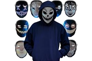 KKTECT Máscara de luz LED Máscaras de Luces de Miedo con Control de aplicación, 45 animaciones, 70 imágenes, Patrones/Textos de Bricolaje, Carga de Fotos y máscara de Ritmo Musical mascarilla led