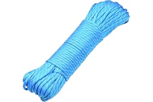 DonDon 98 ft - 30 m nylon cord Paracord survival DIY rope cord for outdoor camping activities 0.6 inch - 4 mm - 7 strands blue with silver dots