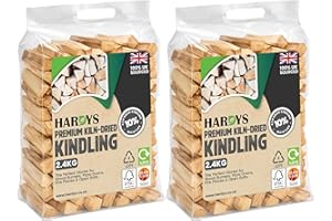 Hardys Kindling Wood, 2 Pack - 4.8 Kg (2 x 2.4kg) Approx. | Natural Instant Light Firewood Logs, Smokeless - Kiln Dried - BBQ