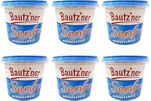 6er Pack Bautzner Senf mittelscharf im Becher (6 x 200 ml) Senfbecher, Bautzner Spezialitäten