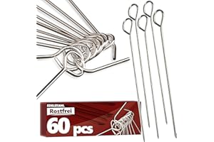 4SMILE Pinchos barbacoa metal – 20 piezas, acero inoxidable – Made in Germany brochetas de 10 cm de longitud para filetes rellenos con clip