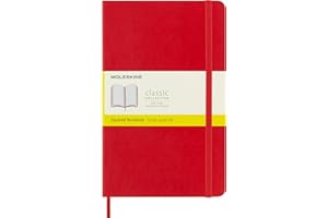 Moleskine - Cuaderno Clásico con Hojas Cuadriculadas, Tapa Blanda y Cierre Elástico, Color Rojo Escarlata, Tamaño Grande 13 x 21 cm, 192 Hojas