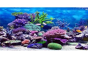 MIRRORANG 120x61cm Vinyle Durable thème sous-Marin Aquarium Fond coloré Corail Poisson Tropical Monde sous-Marin Fish Tank Affiche Toile de Fond