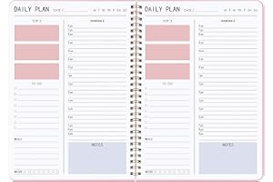 KAICN Daily Planner - Hourly Schedules Agenda Appointment Planner Undated with to-Do List, Meals, Notes 10"×7.3", Flexible PVC Hard Cover, Twin-Wire Binding