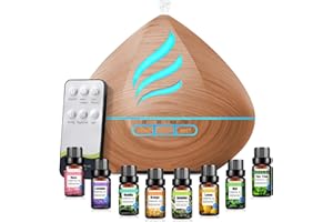 PureMist Essential Oil Diffuser 500ML: Aromatherapy Diffuser for Home with Remote Control - Humidifier with 14 Colors LED - Air Freshener Flying Wings Design
