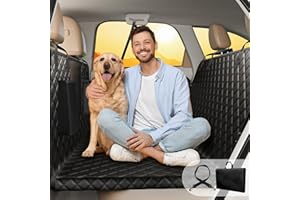 DATEFUN Protection Voiture Chien élargi - Housses de Siège d'auto pour Chien Imperméable Antidérapant avec Ceinture Securite et Fenêtre de Visualisation, Compatible Sièges Auto