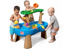 MELARQT Step2 Tropical Rainforest Wasserspieltisch | Großer Wassertisch mit 13-teiligem Zubehörset | Garten Wasser Spieltisch für Kinder in Blau und Braun