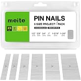 meite 23GA Headless Pin Nails 12-35mm 6000pcs 6 in 1 Set of 23 Gauge Galvanized Nails for Gun Pins, Woodworking, Mouldings an