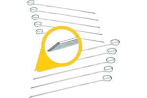 MENZ STAHLWAREN TOURNE-BROCHES Barbecue 285mm ǀ 10 x ustensiles barbecue en acier inox ǀ brochettes barbecue piques brochettes accessoires barbecue ǀ inoxydables et durables ǀ 28,5cm de longueur avec pointe et anneau