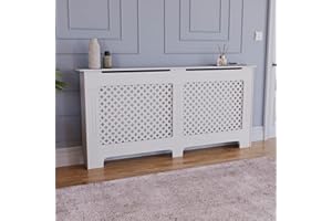 Vida Designs Oxford Radiator Cover – Traditional Cross Pattern, White, MDF, Elegant Painted Finish, Heat Efficient, Extra Large, (H 82 x W 172 x D 19 cm)