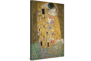 PICANOVA – Photo sur Toile Gustav Klimt Le Baiser 40x60cm – Impression sur Toile Haut de Gamme – Image sur Toile pour Décoration Murale Moderne