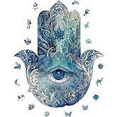 WePuzzleUp Ahşap Puzzle Yetişkin - Hamsa - 230 Par&ccedil;a, 28 x 34 cm - Yapıştırıcı Folyo Dahil - Benzersiz Şekilli Par&ccedil;alar & &Ouml;ze