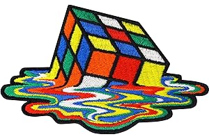 EXPRESS-STICKEREI Rubiks Cube Patch sew-on/Iron-on Fabric Applique Rubiks Cube Comic Patch | Vintage Decoration Emblem for All Fabrics & Jeans | Cartoon Patches for Clothes | 90x55 mm