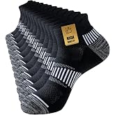 Niorasen Men's Sports Socks, 6 Pairs, Short and Padded | 80% cotton with breathable mesh, terry sole, arch support and heel t