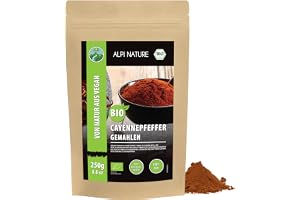 Alpi Nature Cayennepepparpulver BIO 250g, Ekologisk Malen Cayennepeppar, Stark Chilipulver