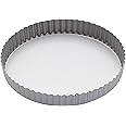 KitchenCraft Non-Stick Round Fluted Flan Tin / Quiche Pan with Loose Base, 25 cm (10"), Silver