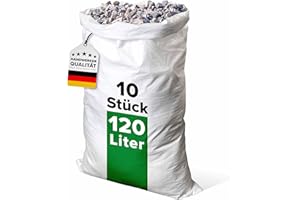 D-TACK 10x Gewebesäcke | Gewebesack 70 x 110 cm | Schuttsack | Gewebestärke 70 g/m² | UV-stabilisiert | Mehrfach verwendbar | Sandsack reißfest | PP-Gewebe | 120l | Last 50 kg