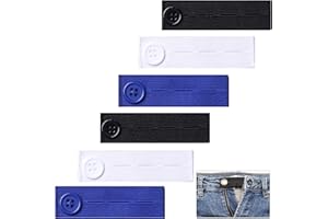 AXEN 6 Pieces Elastic Waist Extenders, Adjustable Wasitband Expanders, Button Extender for Pants Jeans Trousers, Pack of 6 with 3 Colors