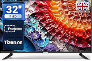 TeeView 32 inch Full HD/FHD 1080P Smart TV Tizen OS TV with Netflix Disney+ Gaming Hub Dolby Audio, Made in the UK
